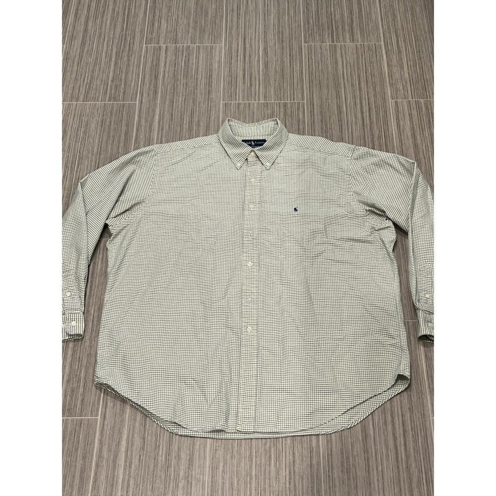 Ralph Lauren Classic Fit Button Down Shirt Mens 17 1/2 36/37 Yellow Blue Check - Picture 5 of 8